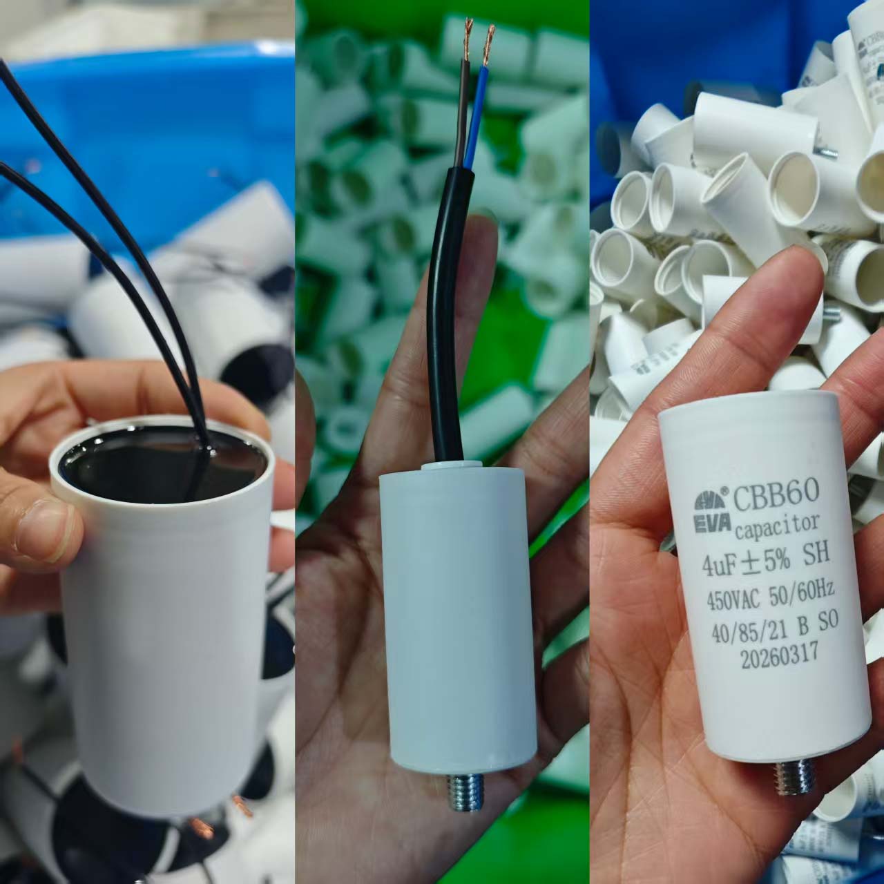 CBB60 20uF dual wire capacitor for pump and compressor