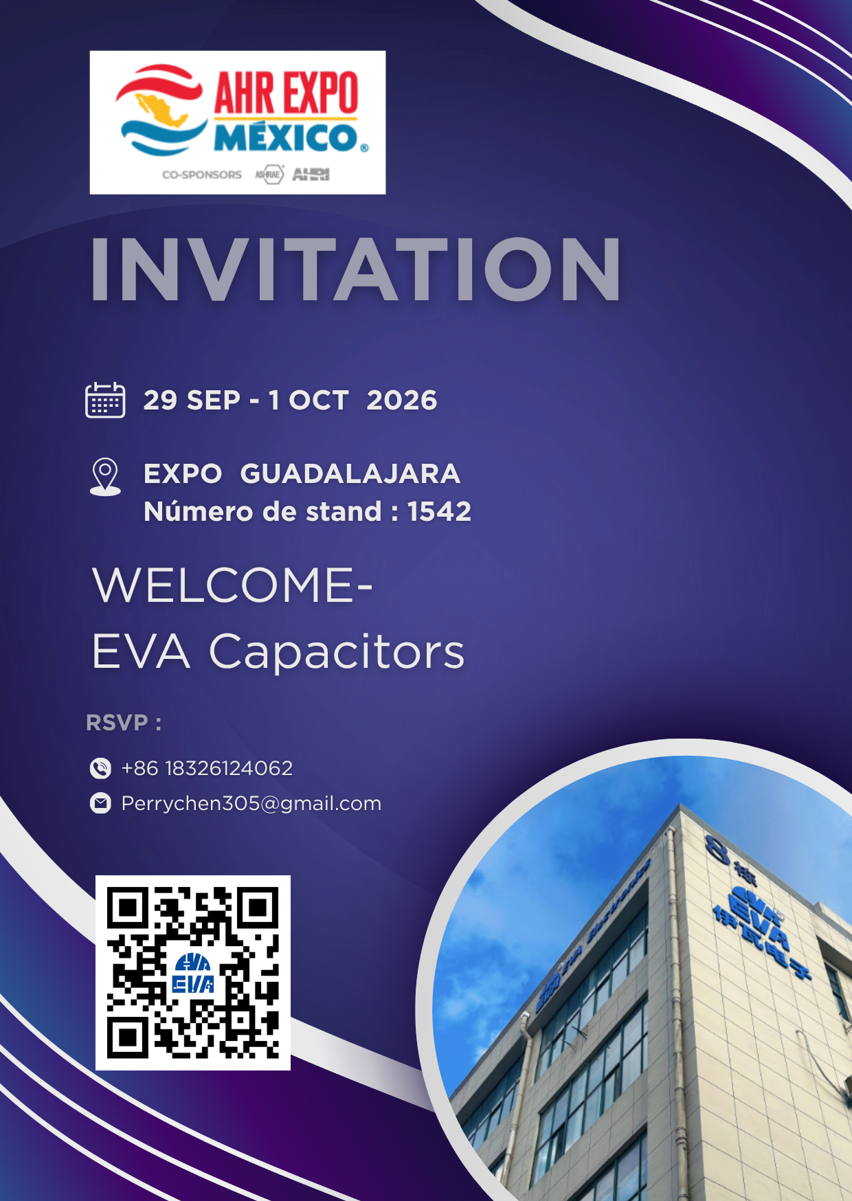 Компания EVA Capacitors примет участие в выставке AHR Expo Mexico 2026 в Гвадалахаре.